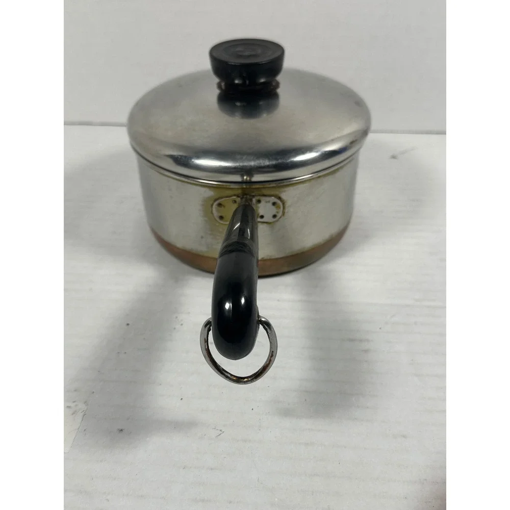 Revere Ware 1 Qt Saucepan with‎ Lid Copper Clad Bottom Stainless Steel 1801 USA